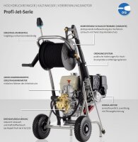 Kränzle Profi-Jet B 13/150 T, Benzin, max. 150bar, 13 l/min, mit Schlauchtrommel, 20m Schlauch, Stecksystem D12, Schmutzkiller, Regeldüse