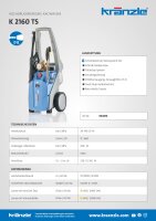 Kränzle K2160 TS, 230V, 3.2 KW, max. 140bar, 11 l/min, 10m Schlauch, Stecksystem D12, Schmutzkiller, Vario-Jet Duo