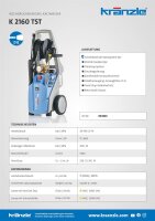 Kränzle K2160 TST, 230V, 3.2 KW, max. 140bar, 11l/min, mit Schlauchtrommel, 15m Schlauch, Stecksystem D12, Schmutzkiller, Vario-Jet Duo