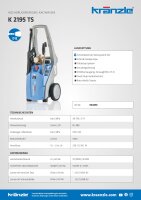 Kränzle K2195 TS, 230V, 3.2 KW, max. 170bar, 8 l/min, 10m Schlauch, Stecksystem D12, Schmutzkiller, Vario-Jet Duo