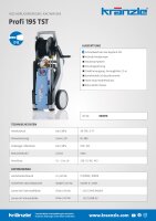 Kränzle Profi 195 TST, 230V, 3.2KW, max. 170bar, 8 l/min, mit Schlauchtrommel, 15m Schlauch, Stecksystem D12, Schmutzkiller, Flachstrahldüse