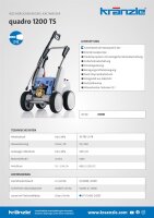 Kränzle quadro 1200 TS, 400V, 7.5 KW, max. 180bar, 19 l/min, 10m Schlauch, Stecksystem D12, Flachstrahldüse