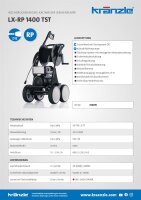 Kränzle LX-RP 1400 TST, 400V, 8 KW, max. 170bar, 23.3 l/min, mit Schlauchtrommel, 20m Schlauch, Stecksystem D12, Flachstrahldüse