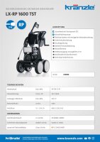 Kränzle LX-RP 1600 TST, 400V, 8 KW, max. 150bar, 26.7 l/min, mit Schlauchtrommel, 20m Schlauch, Stecksystem D12, Flachstrahldüse