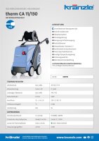 Kränzle therm CA 11/130 T, 230V, 3.4 KW, max. 130bar, 11 l/min, mit Schlauchtrommel, 15m Schlauch, Stecksystem D12, Flachstrahldüse