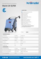 Kränzle therm CA 12/150, 400V, 3.8 KW, max. 150bar, 12 l/min, 10m Schlauch, Stecksystem D12, Flachstrahldüse