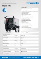 Kränzle therm 1017, 400V, 5.5 KW, max. 150bar, 16.7 l/min, 10m Schlauch, Stecksystem D12, Flachstrahldüse