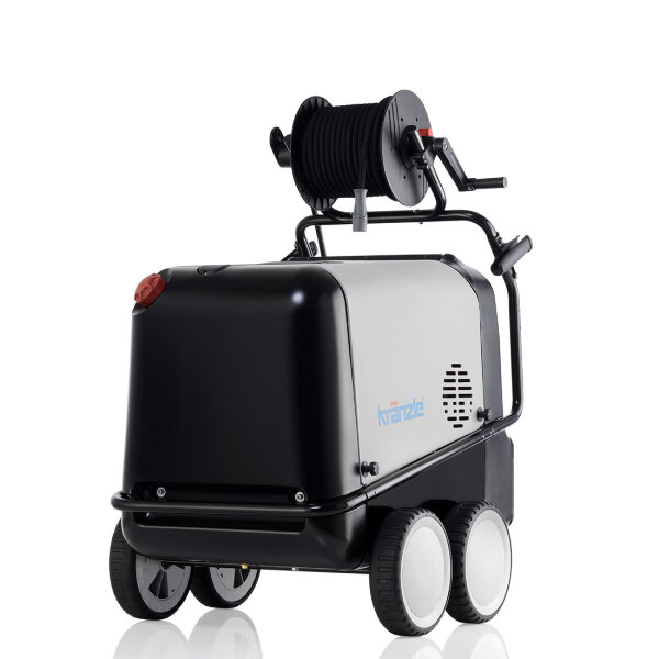 Kränzle therm 1017 T, 400V, 5.5 KW, max. 150bar, 16.7 l/min, mit Schlauchtrommel, 20m Schlauch, Stecksystem D12, Flachstrahldüse