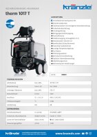Kränzle therm 1017 T, 400V, 5.5 KW, max. 150bar, 16.7 l/min, mit Schlauchtrommel, 20m Schlauch, Stecksystem D12, Flachstrahldüse