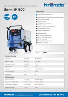 Kränzle therm-RP 1600, 400V, 8 KW, max. 150bar, 26.7 l/min, 10m Schlauch, Stecksystem D12, Flachstrahldüse
