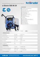 Kränzle e-therm 500 M 24, 400V, 27 KW, max. 130bar, 8 l/min, 10m Schlauch, Stecksystem D12, Flachstrahldüse