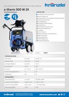Kränzle e-therm 500 M 24 T, 400V, 27 KW, max. 130bar, 8 l/min, mit Schlauchtrommel, 20m Schlauch, Stecksystem D12, Flachstrahldüse