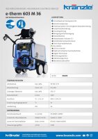 Kränzle e-therm 603 M 36 T, 400V, 38 KW, max. 150bar, 10 l/min, mit Schlauchtrommel, 20m Schlauch, Stecksystem D12, Flachstrahldüse