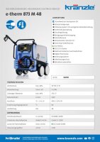 Kränzle e-therm 873 M 48, 400V, 52 KW, max. 150bar, 13 l/min, 10m Schlauch, Stecksystem D12, Flachstrahldüse
