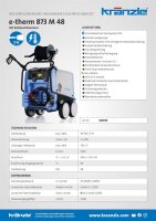 Kränzle e-therm 873 M 48 T, 400V, 52 KW, max. 150bar, 13 l/min, mit Schlauchtrommel, 20m Schlauch, Stecksystem D12, Flachstrahldüse